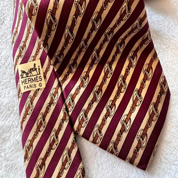 Hermes PARIS Purple Striped Equestrian Access. Print Tie Silk 57”/3".1/2 EX CON - Picture 1 of 8